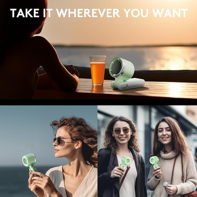 Foldable Handheld Fan, Portable High Speed Rechargeable 5000mAh Mini Turbo Fan, Digital Display, 5 Speed Personal Pocket Fan for Travel, Camping, Stadium Essentials, Gifts for Women Men - Image 8