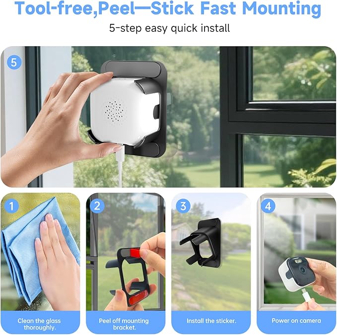 AXB Window Camera for Home Security: 2.4GHz&5GHz WiFi 4K Indoor Camera with Color Night Vision - Smart Motion Detection 24/7 Recording - Easy&Quick Install Includes 2 Multi-Angle Window Mounts - Image 8