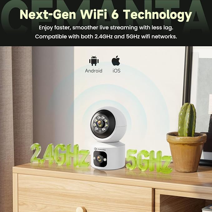 4MP Security Camera Indoor, Free Cloud Storage, Dual-Len Baby & Pet Cam for Home Security, 2.4/5GHz WiFi, 360 PTZ, 2-Way Audio, Color Night Vision, AI Motion Detection, Compatible with Alexa - Image 5