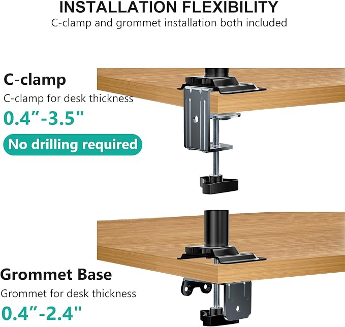 WALI Laptop Desk Mount for 17 inch Notebook, Adjustable Single Monitor Arm with Laptop Holder for 32 inch Screen, Laptops Stand with Ventilated Tray, Up to 22 lbs, (M00LP), Black - Image 7