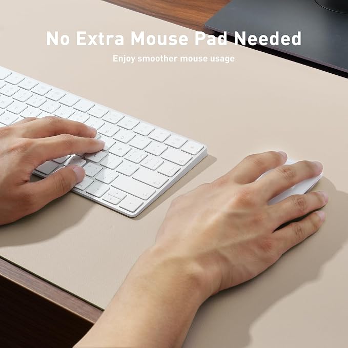 Aothia Large PU Leather Desk Pad Protector – Non-Slip Mouse Pad & Writing Mat for Office/Home, Waterproof, Easy to Clean (23.6" x 13.7", Eggshell) - Image 3