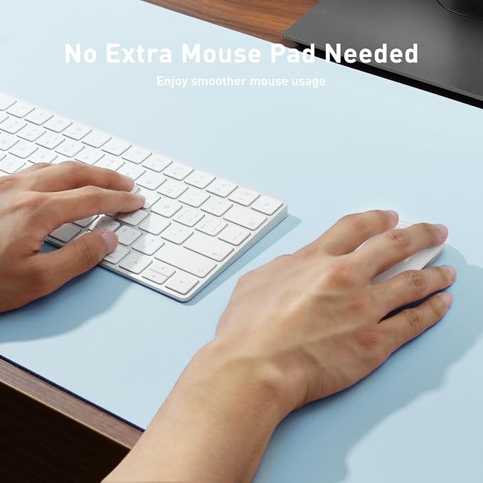 Aothia Faux Leather Desk Mat – Large Mouse Pad, Non-Slip PU Leather Blotter, Waterproof Writing Surface for Office and Home (Baby Blue, 47.2" x 23.6") - Image 4