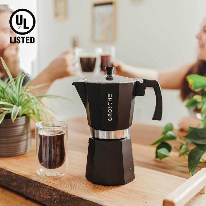 GROSCHE Milano Moka pot, Stovetop Espresso maker, Greca Coffee Maker, Stovetop coffee maker and espresso maker percolator (Black, 12 cup) | Cuban Coffee Maker And Italian Moka Pot For Stovetop Espresso; For Gas, Electric, And Propane Stoves With A Soft... - Image 2