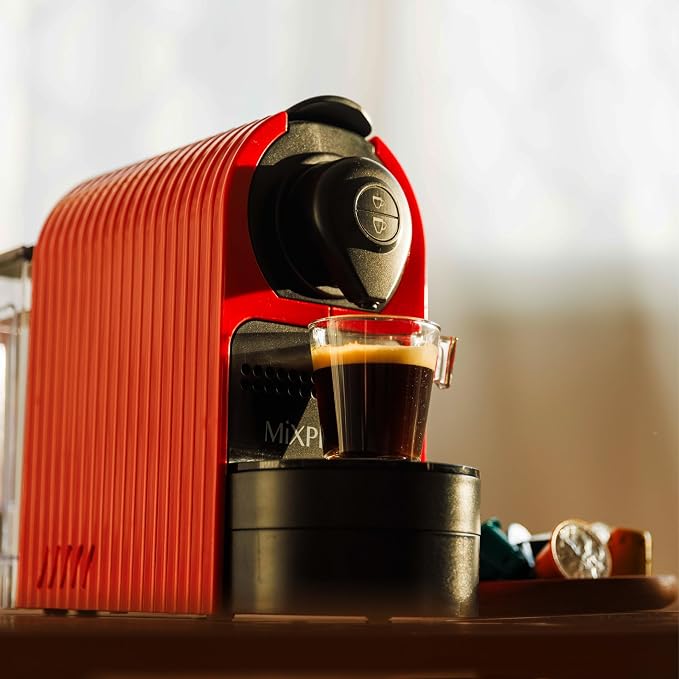 Mixpresso Espresso Machine, Compatible with Nespresso OriginalLine Capsules | 1400W single serve coffee maker with one-touch operation, 19-bar Italian pump and 27oz water tank, red - Image 7