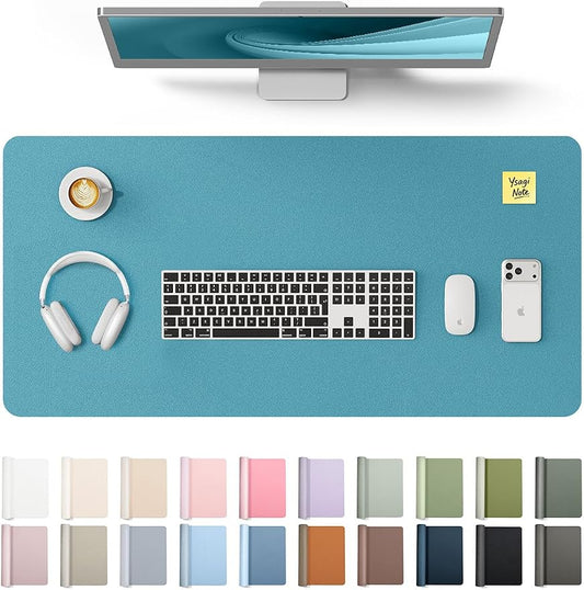 YSAGi Leather Desk Pad Protector, Office Desk Mat, Large Mouse Pad, Non-Slip PU Leather Desk Blotter, Laptop Desk Pad, Waterproof Desk Writing Pad for Office and Home (Turquoise, 31.5" x 15.8") by YSAGi
