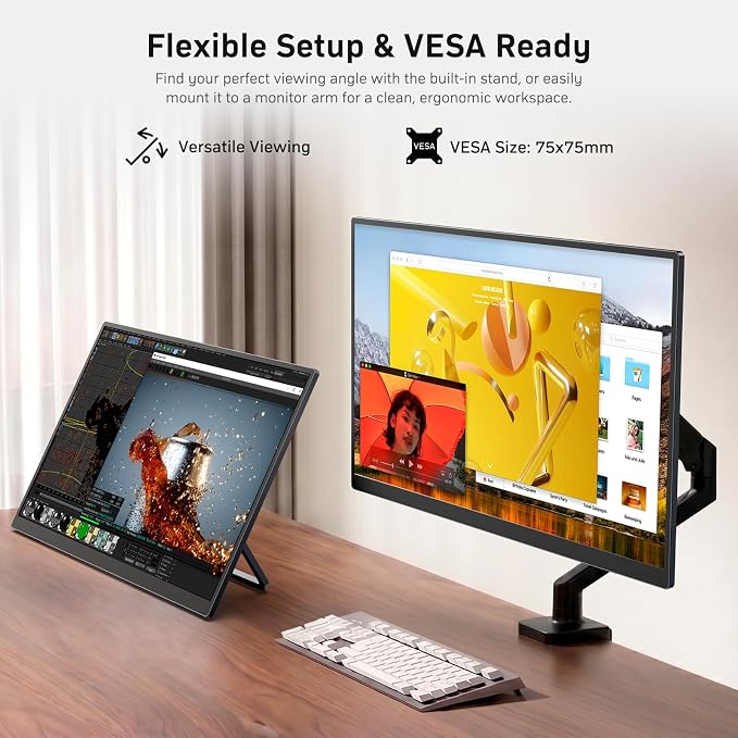 MNN 23.8" 100Hz FHD IPS USB-C HDMI Portable Gaming Monitor | 23.8" FHD IPS 100Hz, metal kickstand+speakers, USB-C/HDMI, PC/Phone/PS5/Xbox/Switch, home office & gaming. - Image 6