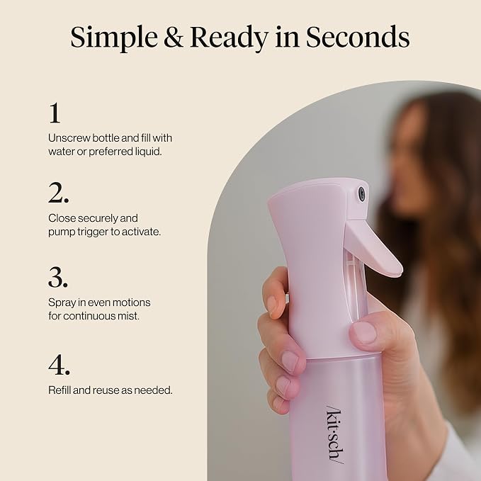 Kitsch Continuous Spray Bottle for Hair – Sheer Violet, 150ml | Fine Mister Spray Bottle & Water Spray Bottle – Recycled Hair Spray Bottle – Spray Bottles for Cleaning, Styling, & More - Image 7