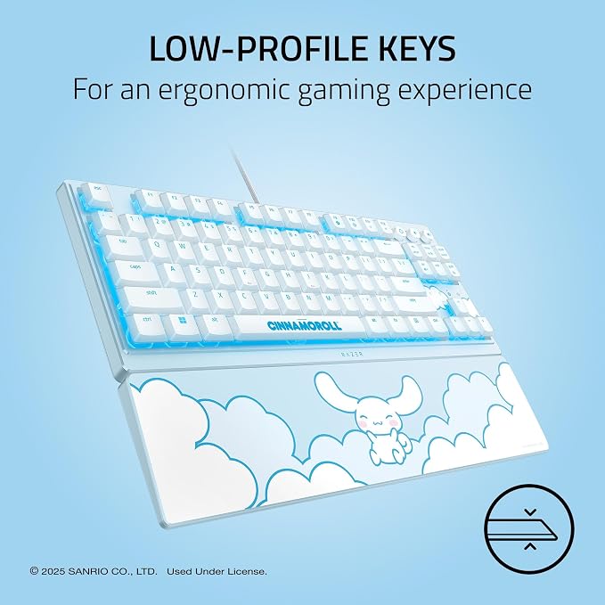 Razer Ornata V3 TKL Gaming Keyboard, Low-Profile Keys, Cinnamoroll Edition | Mecha-Membrane Switches, UV-Coated Keycaps, Backlit Media Keys, 8-Zone RGB Lighting, Magnetic Wrist Wrest - Image 2
