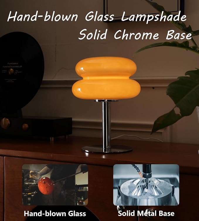 Glivpny Mushroom Lamp Table Lamp for Night Stands,Mid Century Modern Desk Lamps for Bedroom, Vintage Dimmable Bedside Small Cute Lamps, Cool Aesthetic House Warming Gifts New Home Decor (Copper) - Image 3