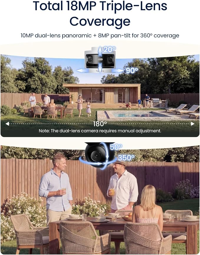 REOLINK OMVI 3i WiFi, 10MP+8MP 4K, Triple-Lens Outdoor Security Camera | 180° Panoramic + Pan-Tilt, SyncTrack&Auto Tracking, Dual-Band WiFi 6, Smart Detection, Local AI Video Search, No Monthly Fees - Image 2