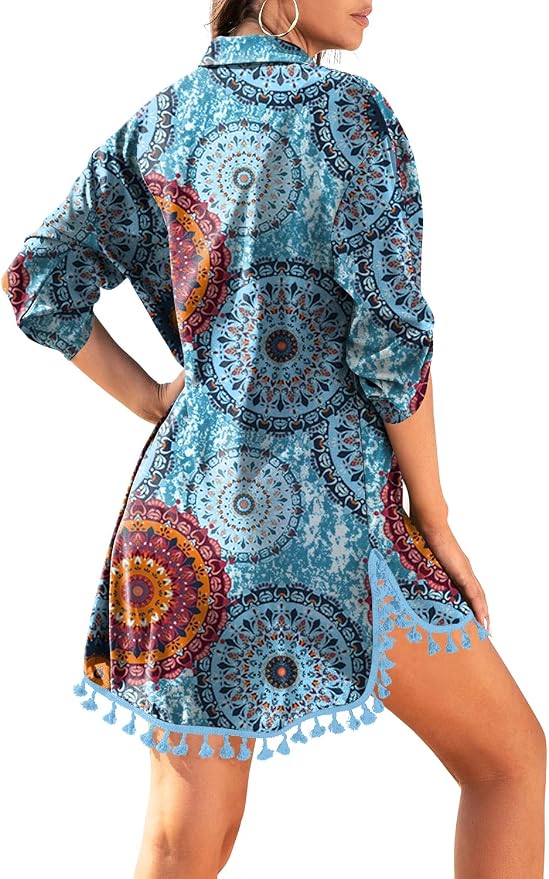 Yincro Women Swimsuit Cover Up Shirt 2026 Tassel Beach Bathing Suit for Swimwear Bikini Dress - Image 2