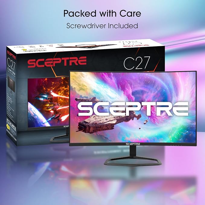 Sceptre 27-Inch Curved Gaming Monitor, FHD 1080p, 240Hz, 1500R, DisplayPort & HDMI x2, Built-in Speakers, Machine Black (C275B-FWT240 Series, 2026) - Image 3