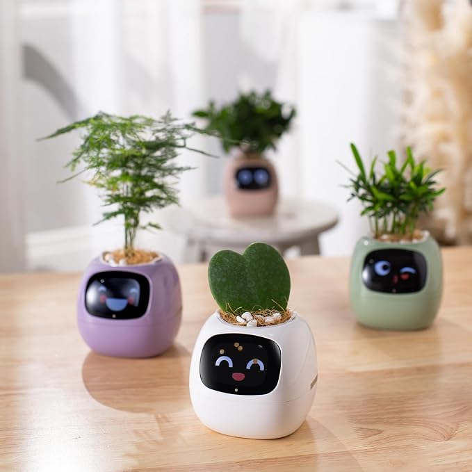 PLANTSIO smart pet Planter Robot Guidance on Plant Care with Emojis, Adorable Plant Companion with Rich Gesture Interaction, Neat Desk Setup Gift (Pink) - Image 6