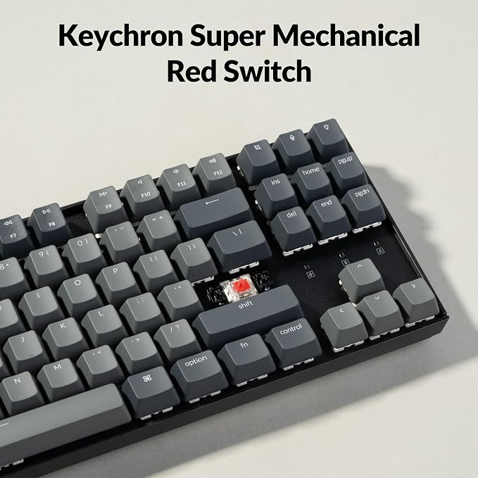 Keychron K8 Tenkeyless Wireless Mechanical Keyboard for Mac, White Backlight, Bluetooth, Multitasking, Type-C Wired Gaming Keyboard for Windows Red Switch - Image 5