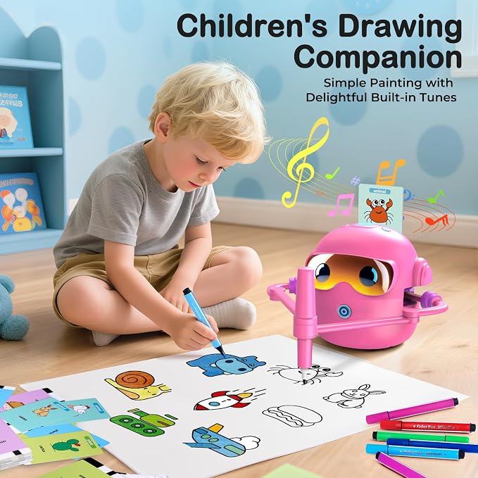 Drawing Robot for Kids with 100 Cards, Montessori Painting Learning Toys for 3 4 5 6 7 8 Year Old Boys Girls,Voice Interactive Early Learning Educational Drawing Toy Gift for Birthday Party - Image 3
