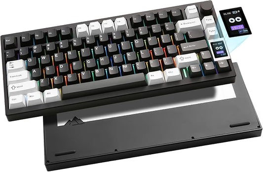 YUNZII AL80 75% Wireless Aluminum Mechanical Keyboard(Black, Cocoa Cream) | QMK/VIA, Smart LCD Display and Knob, Hot Swap, Gasket Structure, BT/2.4G/USB-C, RGB Keyboard for Gaming/Win/Mac by YUNZIIMECHANICALKEYBOARD