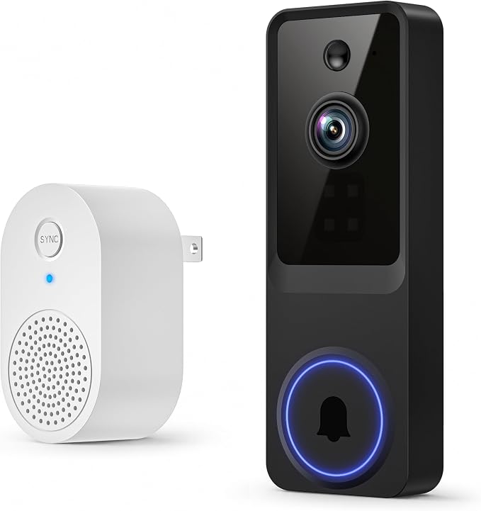 1080p Wireless Video Doorbell Camera with Smart AI Human Detection, Two-Way Audio, Live View, Night Vision, 2.4G WiFi, Battery Powered, App Control, and Cloud Storage for Home, Office & Pet Monitoring by Unknown