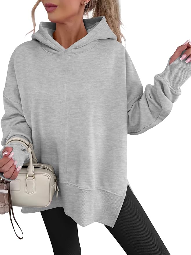 ANRABESS Womens Oversized Hoodies Long Sleeve Fleece Side Slit Hooded Sweatshirts Pullover 2026 Fall Outfits Y2K Clothes by ANRABESS