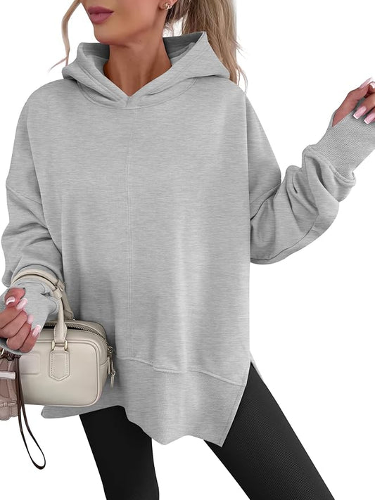 ANRABESS Womens Oversized Hoodies Long Sleeve Fleece Side Slit Hooded Sweatshirts Pullover 2026 Fall Outfits Y2K Clothes by ANRABESS