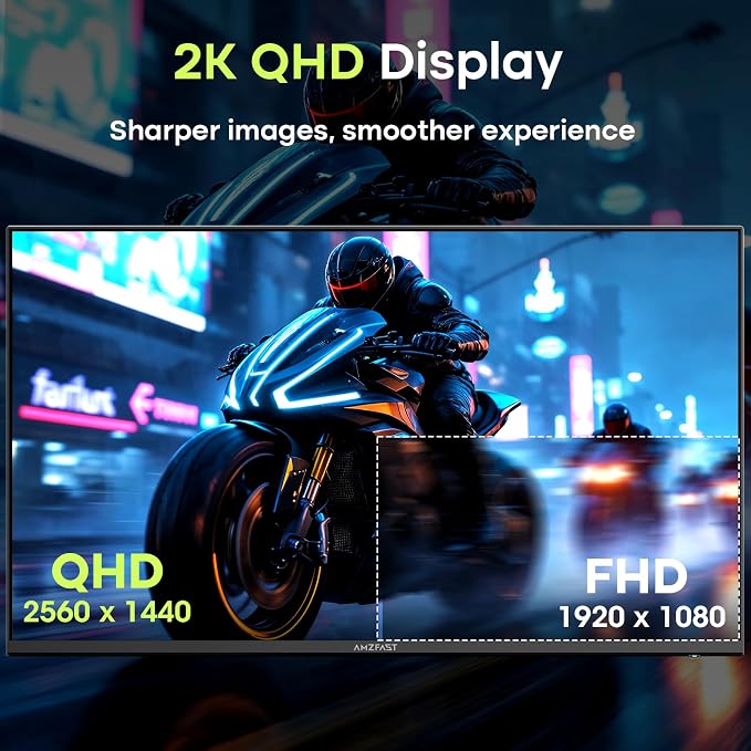 Amzfast 27 Inch 200Hz WQHD (2560 x 1440) Fast IPS Gaming Monitor, Built-in Speakers, 1ms G-SYNC Compatible, HDR400, 132% sRGB, 96% DCI-P3, VESA 100x100, HDMI 2.0 x 2 & DP 1.4 x 2, AMZG27F5Q - Image 2