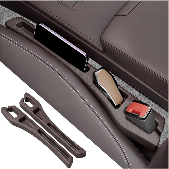 2PCS Car Seat Gap Filler Organizer,2 in 1 Car Gap Filler with Fill and Storage Function for Storing Phones Keys Cards,Universal Multifunctional No Drop Seat Guard for Cars (Brown) by Unknown