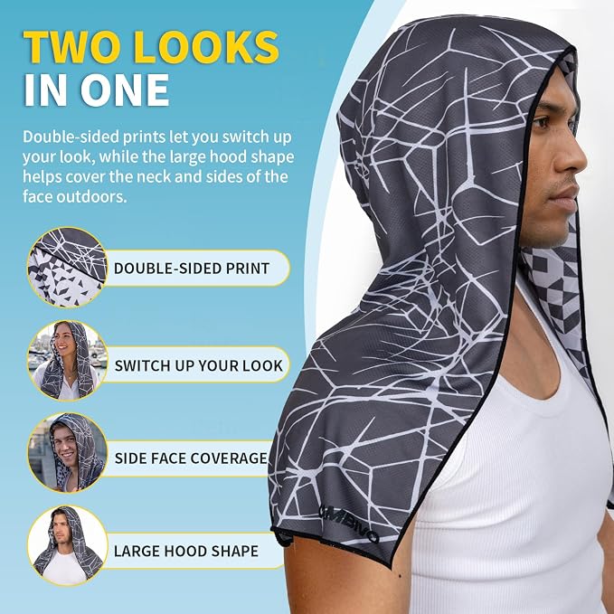 CAMBIVO Cooling Hoodie Towel for Men and Women, Lightweight Breathable Sun Protection Cover for Head, Neck, Ears, Face, Cooling Clothing for Extreme Heat, Sports Outdoors, Travel - Image 6