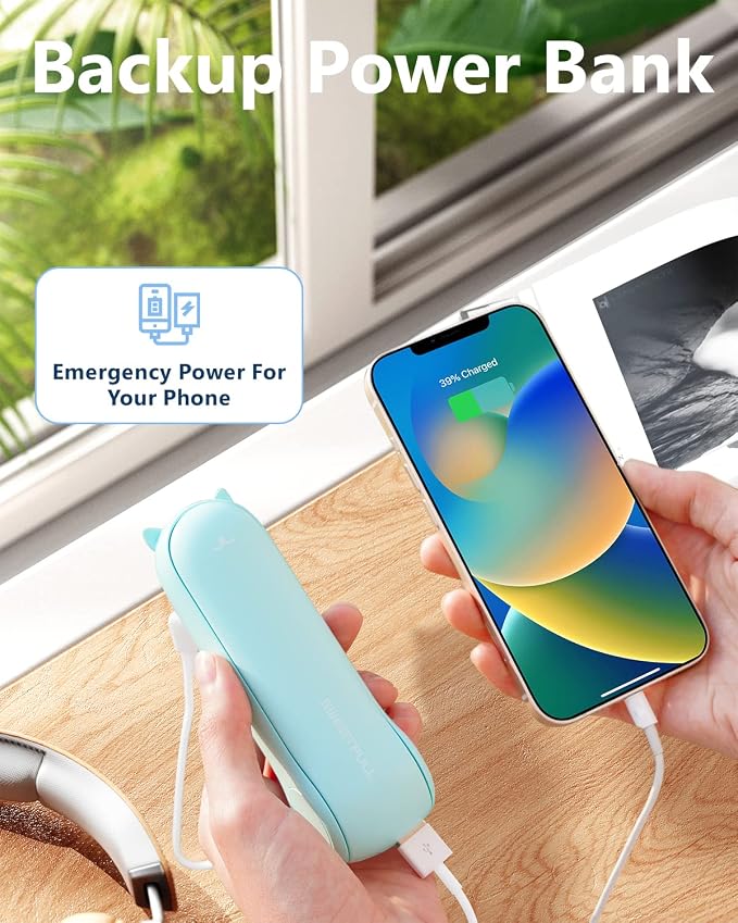 SWEETFULL Misting Fan Portable, Handheld Personal Mister Fans, Small Rechargeable, Mini Spray Water Mist Fans, Kids Women Portable Fan For Travel, Outdoors, Hiking, Camping Home Office (Blue) - Image 6