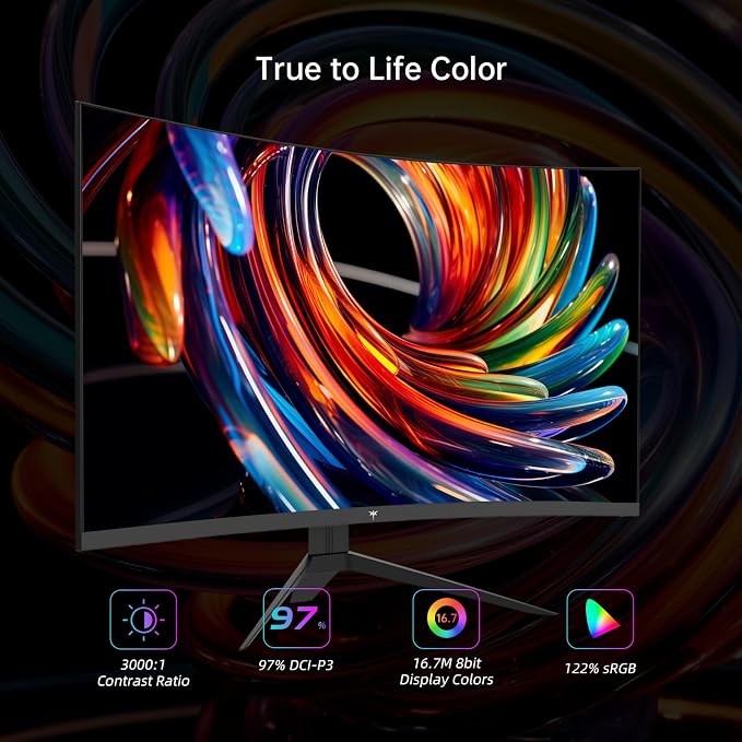 KTC 32 Inch Curved Gaming Monitor, FHD 1080p 165Hz Curve Monitor, H32S17C | 1500R, 1ms MPRT, Adaptive Sync, 122% sRGB, DP/HDMI, Tiltable, Eye Care, VESA, HDR10 for Gaming Home Office Business - Image 3