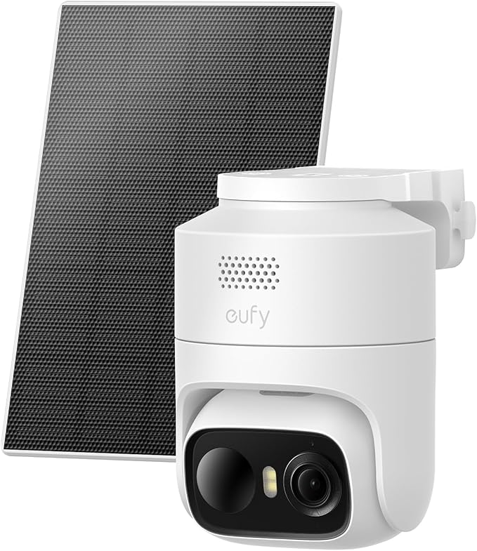 eufy Security eufyCam C37, Security Cameras Wireless Outdoor, 360° Pan & Tilt AI Tracking, 2K Solar Camera, Human/Pet/Vehicle Detection, Flexible Solar Panel, Color Night Vision, No Subscription by Unknown