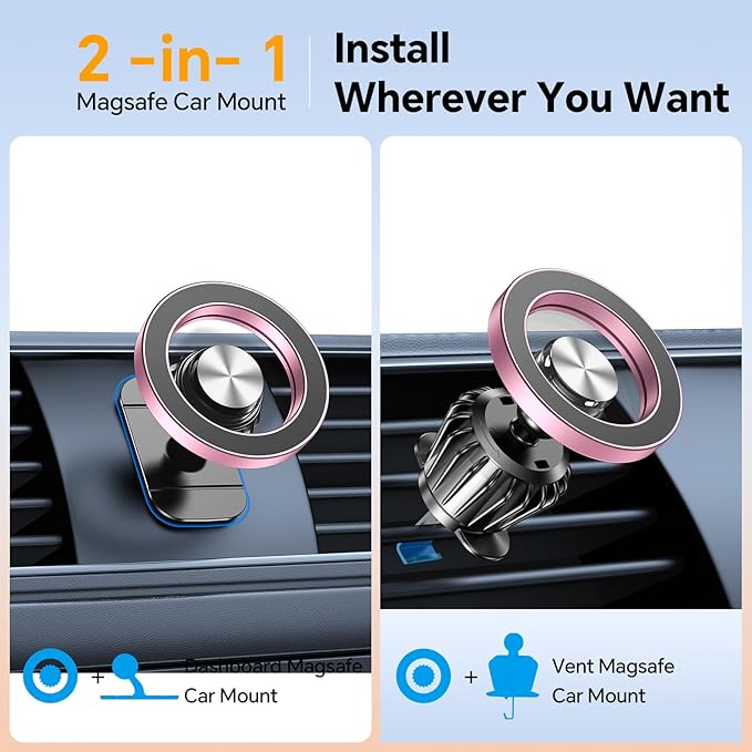Kaistyle for Magsafe Car Mount【20 Strong Magnets】Magnetic Phone Holder for Car Phone Holder Mount Dash Mounted Holders Cell Phone Holders for Your Car Accessories for Women Men for iPhone 17 16 15 14 - Image 2