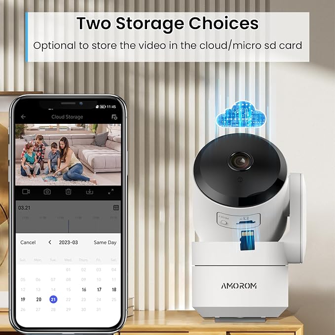AMOROM Indoor Camera, AI Security Camera for Baby/Elderly/Pet Monitoring | AI Smart Detection & Alarm, 2-way Audio, Night Vision, 2.4G WiFi Control, Cloud & SD Card Storage, Alexa Assistant, 4 Pack - Image 7