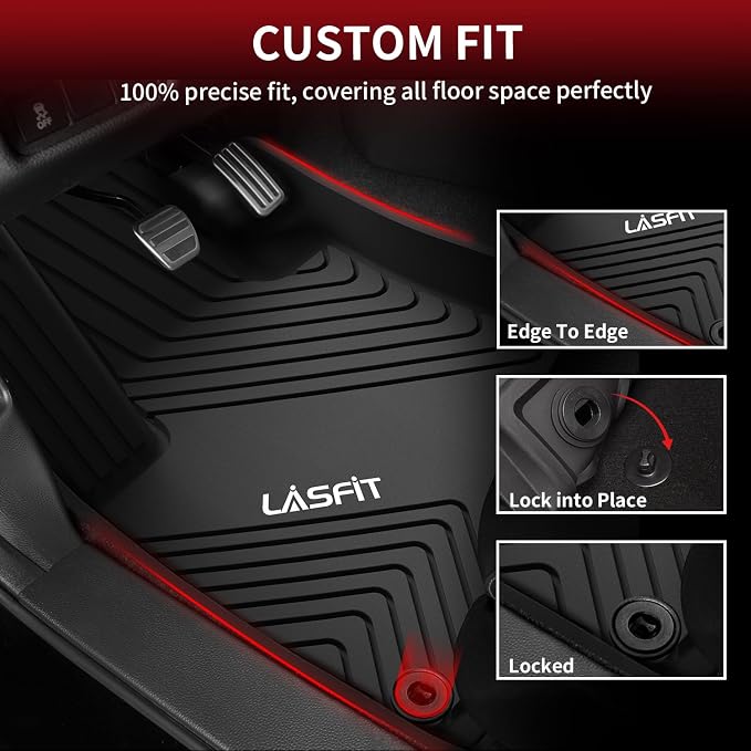 LASFIT Floor Mats for Honda Accord Sedan 2026 2025 2024 2023 (Gasoline & Hybrid), All Weather Protection Custom Fit Anti-Slip TPE Floor Liners,1st & 2nd Row, Black - Image 2
