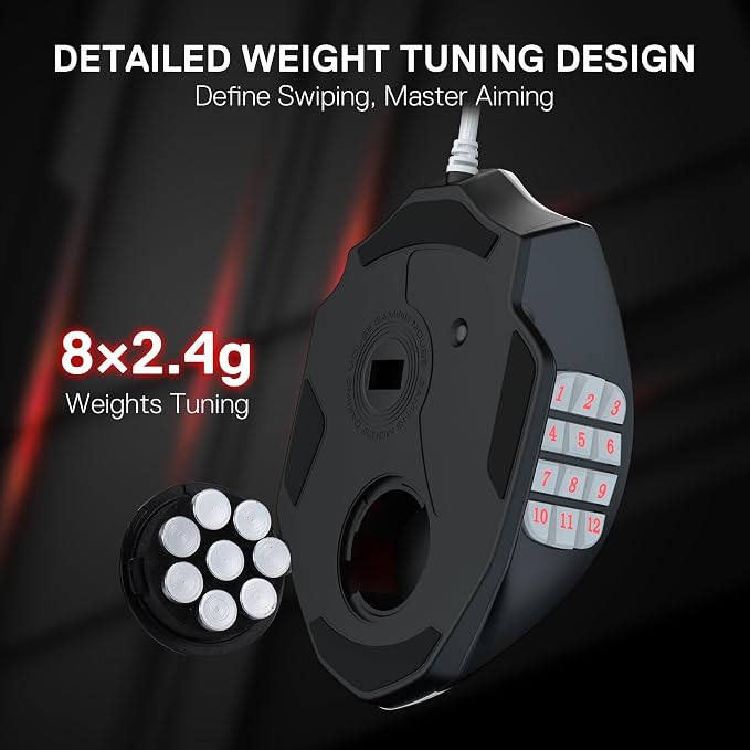 Redragon M908 Wired RGB MMO Gaming Mouse 24000 DPI Remapping Keys | Stable Lag-Free Connection, Redefine Keybinding Macro, Vibing Backlight, Ergonomic Grip Body Comfort - Image 5