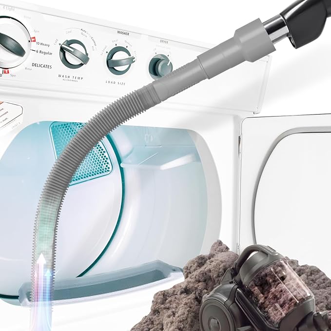 Holikme Dryer Vent Cleaner Kit – Gray Lint Vacuum Attachment | Dryer Vent Vacuum Hose Replacement Parts Reach Deep Inside Vents - Remove Hidden Lint, Speed Drying & Reduce Fire Risk by Holikme