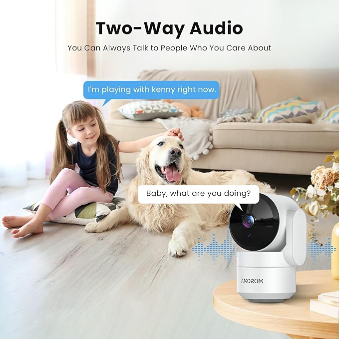 AMOROM Home Camera, Baby/Elderly/Dog/Cat Camera | AI Smart Detection & Alarm, 2-way Talk, Night Vision, 2.4G WiFi App Control, Cloud & SD Card Storage, Alexa Assistant, 1 Pack - Image 4