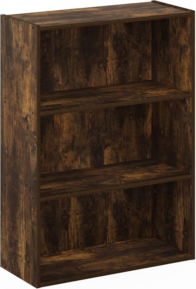 Furinno PASIR Book Shelf, 3-Tier Bookshelf, Storage Shelves Bookcase, 9.7 x 23.7 x 31.5, for Living Room, Bedroom, Home Office, Amber Pine - Image 6