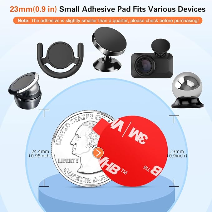 pop-tech Sticky Adhesive Replacement for Magnetic Car Mount, 8PCS Circular Heat Resistant Double Sided Strong Sticker Pads for Magnet Cell Phone Stand & Finger Ring Holder & Socket Grip Base - Image 3