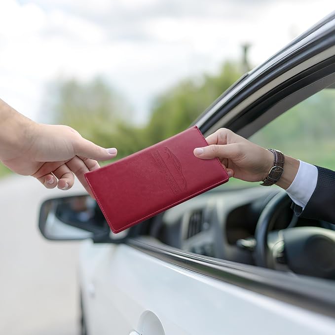 JUSTTOP 2Pack Car Registration and Insurance Holder,Car Document Holder for Cards License with Magnetic Shut,Vehicle Glove Box Car Organizer for Documents, Cards, License(Rose red) - Image 6