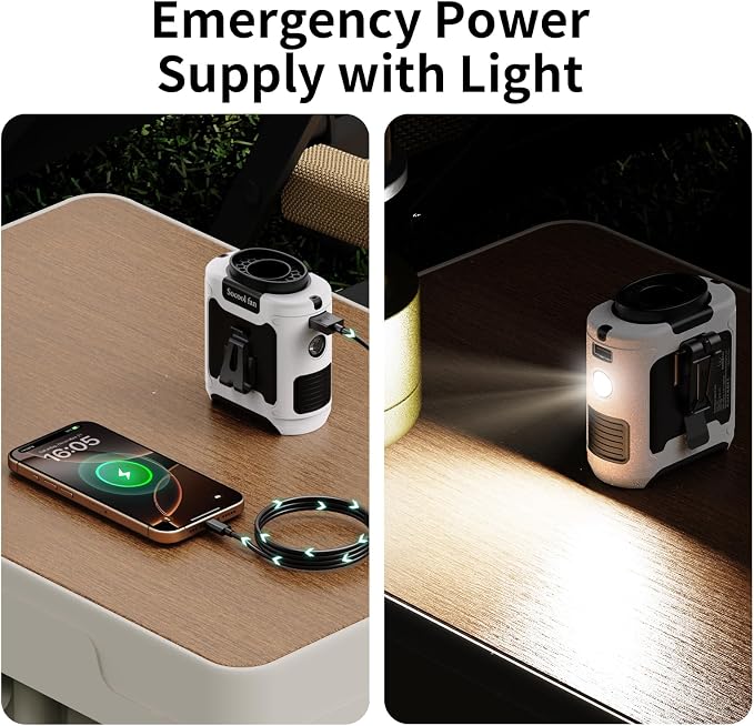 Socool 10000mAh Portable Waist Fan Clip on Wearable Belt Personal Fan Rechargeable Battery Operated With 5 Speeds & Flashlight Neck Hands-Free 40H Cooling For Outdoor Travel Camping Power Bank(White) - Image 5
