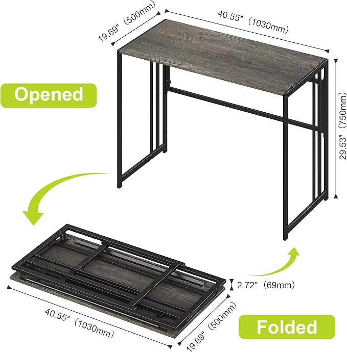 40" Folding Computer Desk No Assembly Needed Foldable Table for Small Space | Small Folding Table for Home Office, Study, Writing, Gaming, Compact RV Living, Camping, Sturdy and Easy Carry, Versatile - Image 3