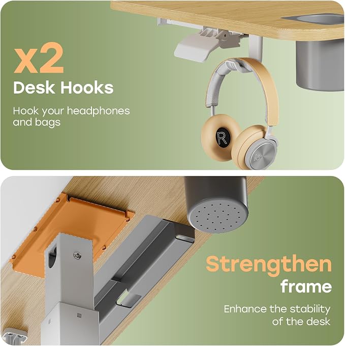 28" Mobile Standing Desk with Drawer, Portable Laptop Desk | Rolling Desk with Cup Holder & Hooks, Height Adjustable Computer Cart on Wheels for Classroom, Study Desk with Storage, Maple - Image 9