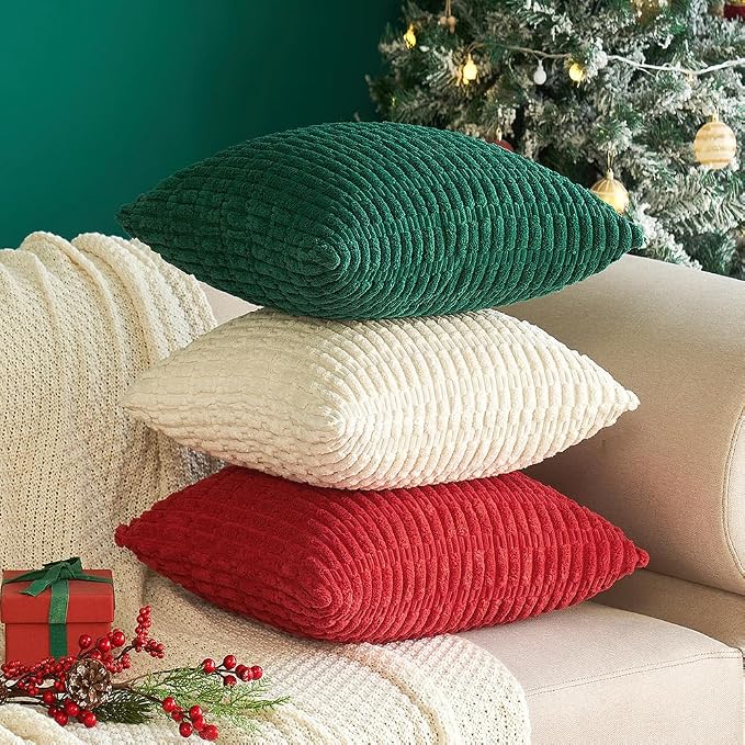 MIULEE Pack of 2 Corduroy Decorative Throw Pillow Covers 20x20 Inch Soft Boho Striped Pillow Covers Modern Farmhouse Home Decor for Sofa Living Room Couch Bed Cream White - Image 9