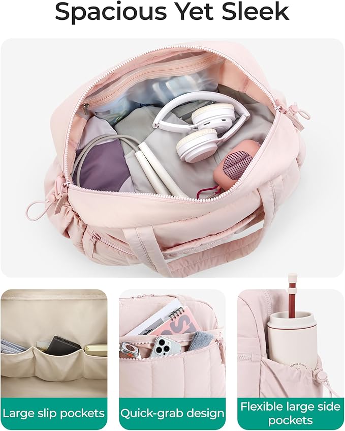 BAGSMART Duffle Bag for Travel, Gym Bag for Women, Weekender Carry on Bag | PVC Wet Pocket, Airline Approved Personal Carry-on Size, Fits Under-seat, One Bag for Gym, Travel, Hospital, Overnight - Image 3