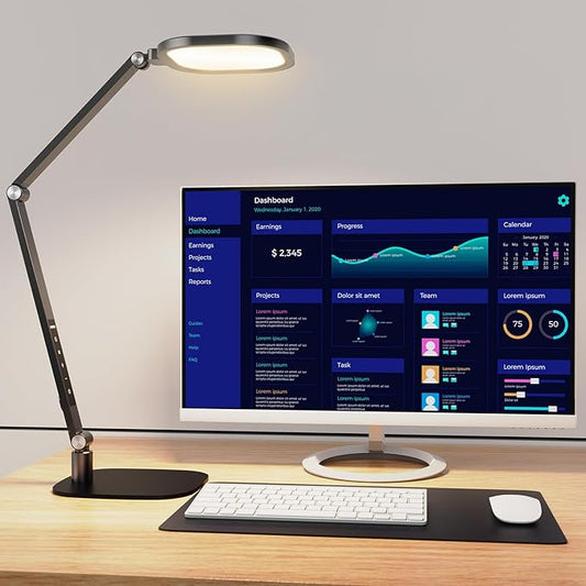 LitONES LED Desk Lamp for Home Office, Soft Edge-lit Design - Modern Style | Eye-Caring Diffused Light, Professional Computer Light for Reading, Crafts & Zoom, Dimmable with 30 Modes, Memory & Timer by LitONES