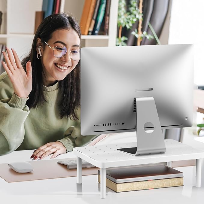 WALI Computer Monitor Stand for Desk, Adjustable Laptop Riser, Desk Monitor Stand Underneath Storage for Office, Home, School Supplies (PTT001-W), 1 Pack, White - Image 9