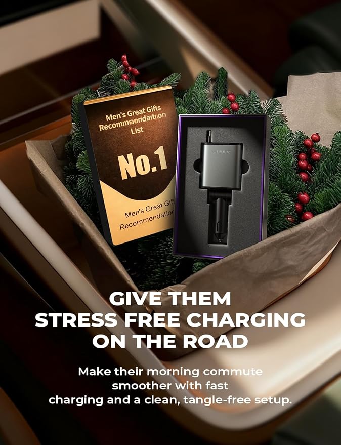 LISEN Retractable Car Charger, 84W Car Charger USB C Fast Charger Adapter, Car Accessories for Men Women, Gifts for Fathers Day for Men Dad Husband, for iPhone 17 16 15 14 13 12 Pro Max, Christmas | Multiple Ports Car Charger, Retractable Car Charger F... - Image 4