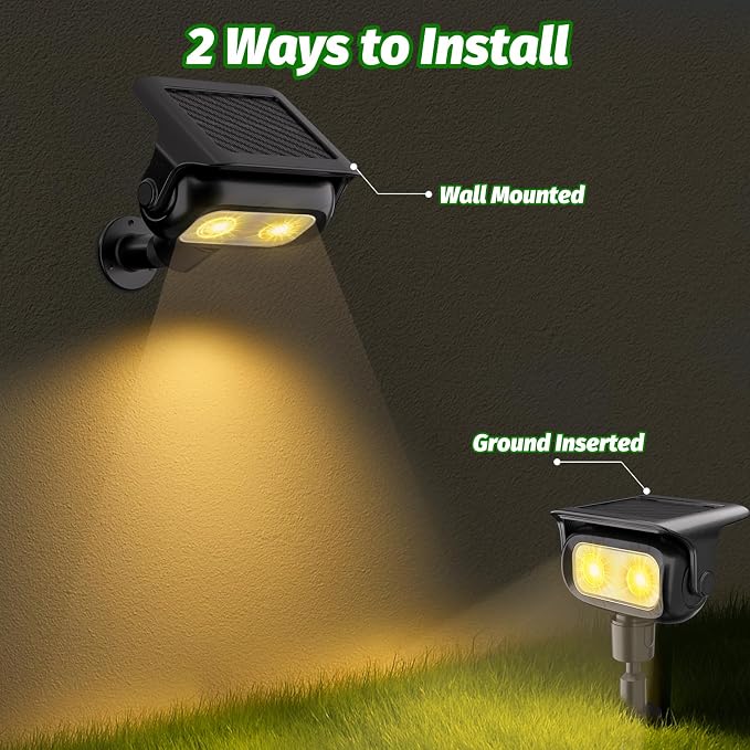 Nreonrick Solar Spot Lights 360° Adjustable Solar Lights Outdoor IP65 Waterproof with 2-in-1 Solar Powered Spotlights for Landscape Lighting for Garden (Warm) - Image 6