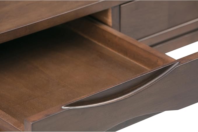 SIMPLIHOME Harper Desk - 60 Inch Wide Solid Wood Writing Desk in Walnut Brown, Mid-Century Modern Home Office Computer Table for Workspace or Study with 2 Drawers and Flip-Down Keyboard Tray - Image 10
