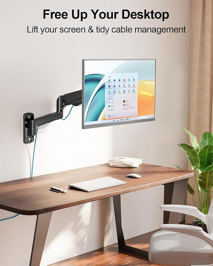 MOUNT PRO Monitor Wall Mount for 13 to 32 Inch Computer Screens, Single Monitor Mount with Tilt/Swivel/Rotation Adjustable, Gas Spring Wall Arm Holds up to 19.8lbs, Vesa Wall Mount 100x100 - Image 6