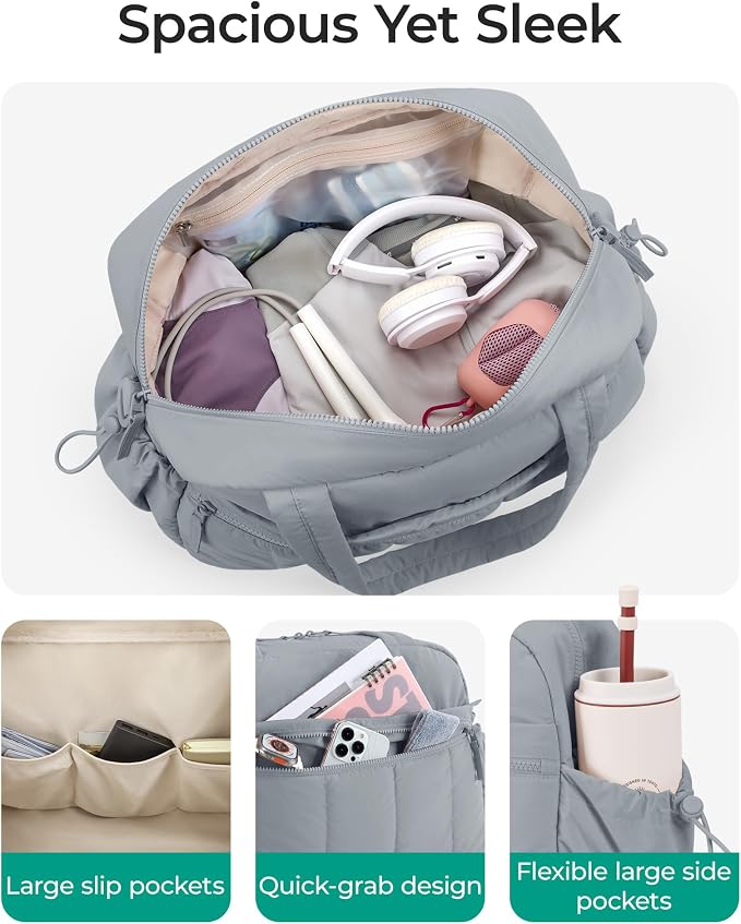 BAGSMART Duffle Bag for Travel, Gym Bag for Women, Weekender Carry on Bag | PVC Wet Pocket, Airline Approved Personal Carry-on Size, Fits Under-seat, One Bag for Gym, Travel, Hospital, Overnight - Image 3